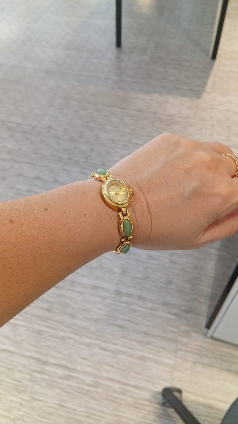 Customer photo review of Aubrette Women's Watch - Luxury Jade Bracelet Quartz Timepiece, Elegant Gold Design