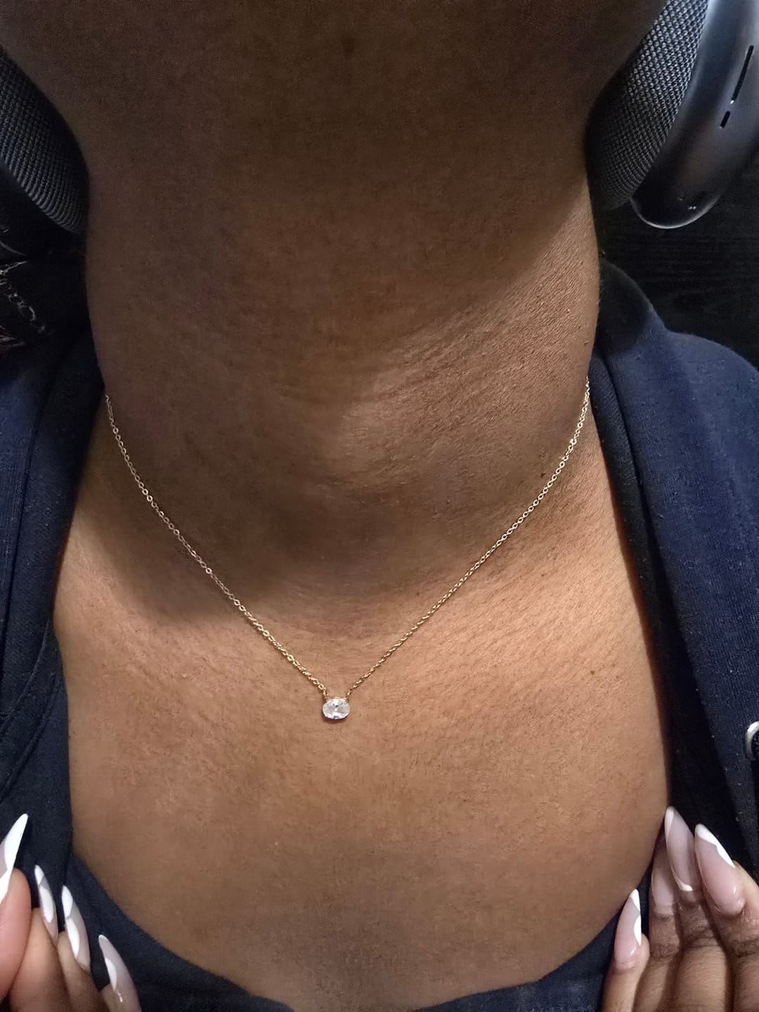 Customer photo review of Oval Solitaire Necklace