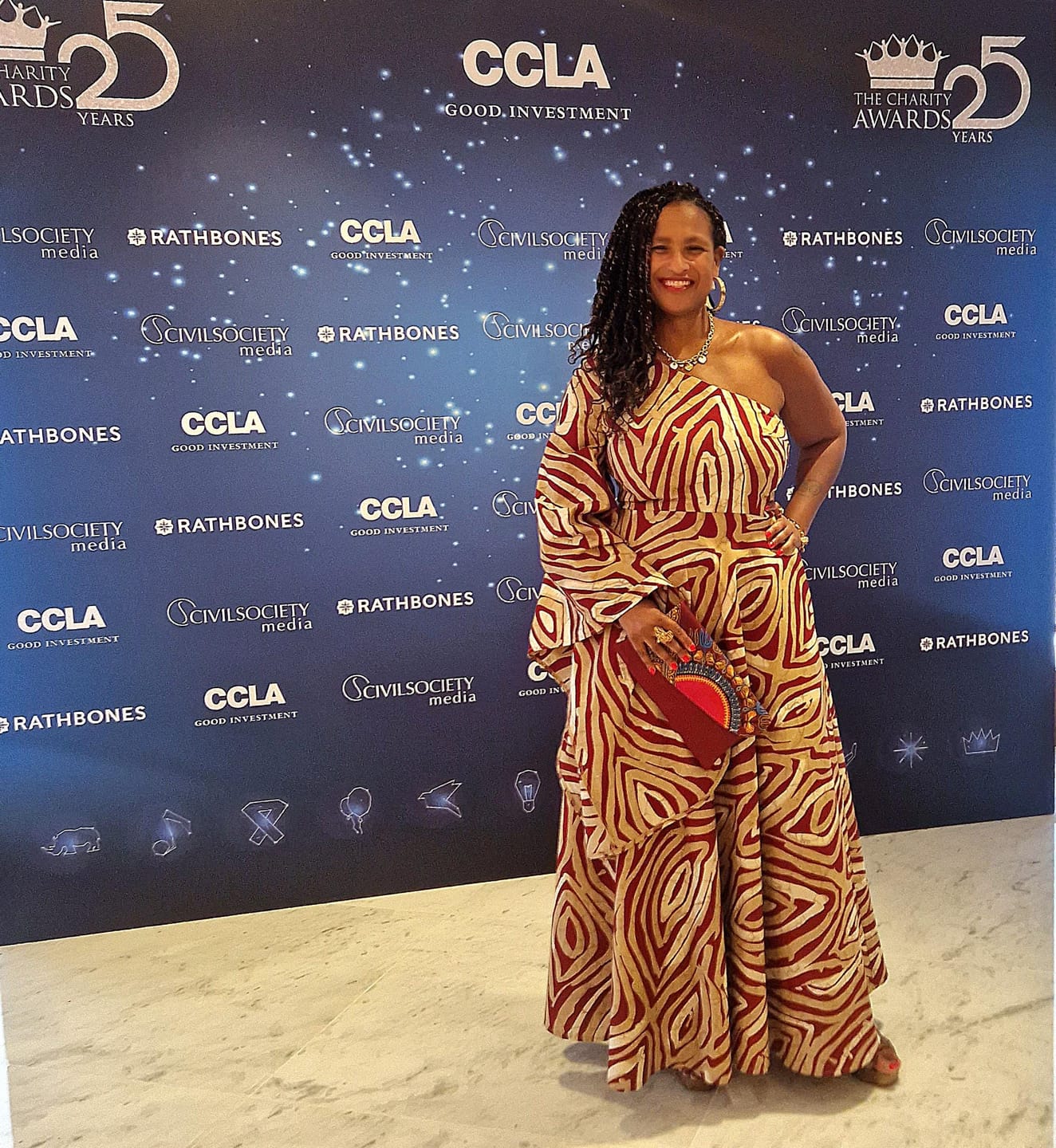 Customer photo review of AZERE One Shoulder African Print Evening Maxi Dress