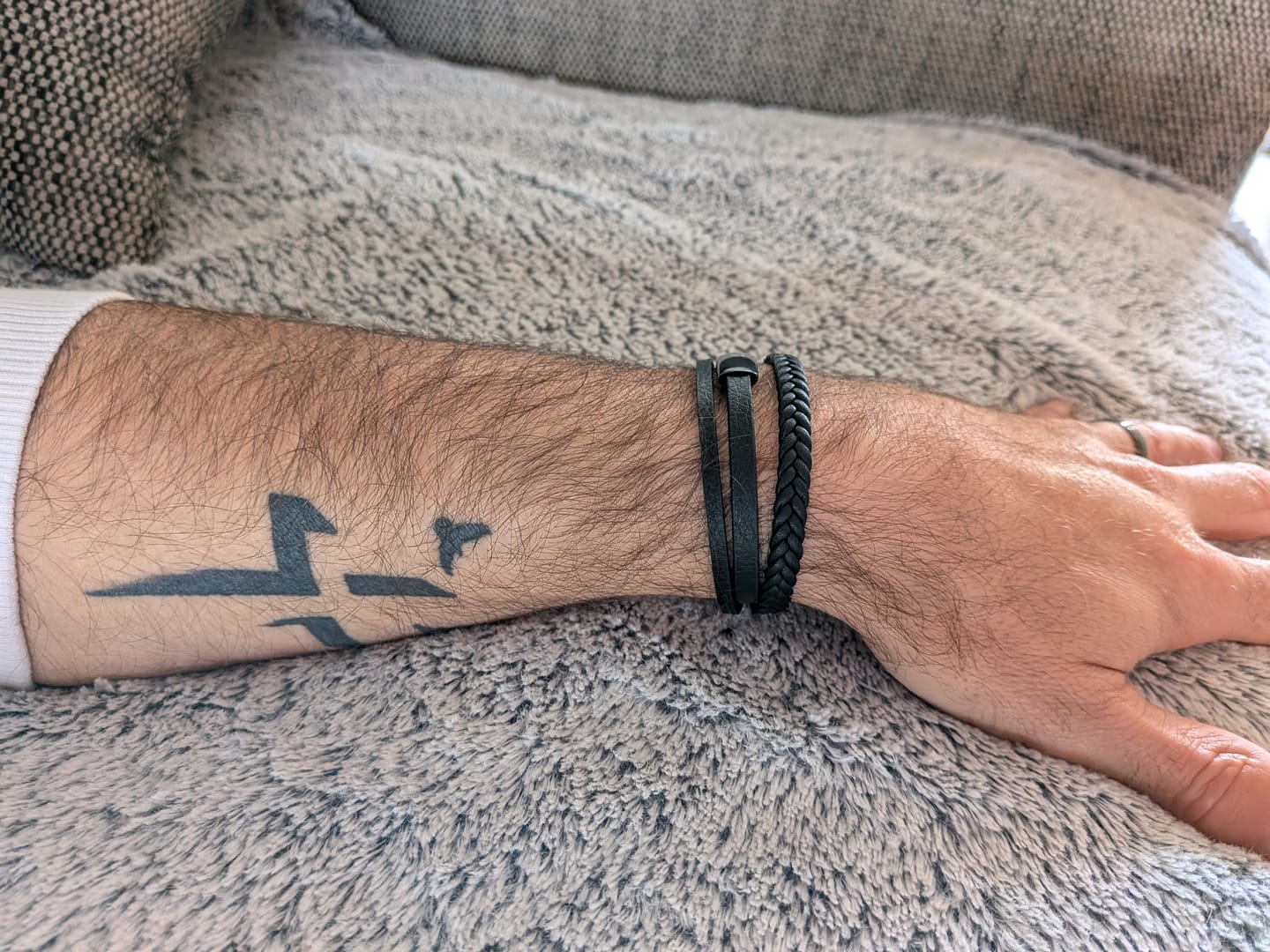 Customer photo review of Personalised Three Layered Leather Bracelet