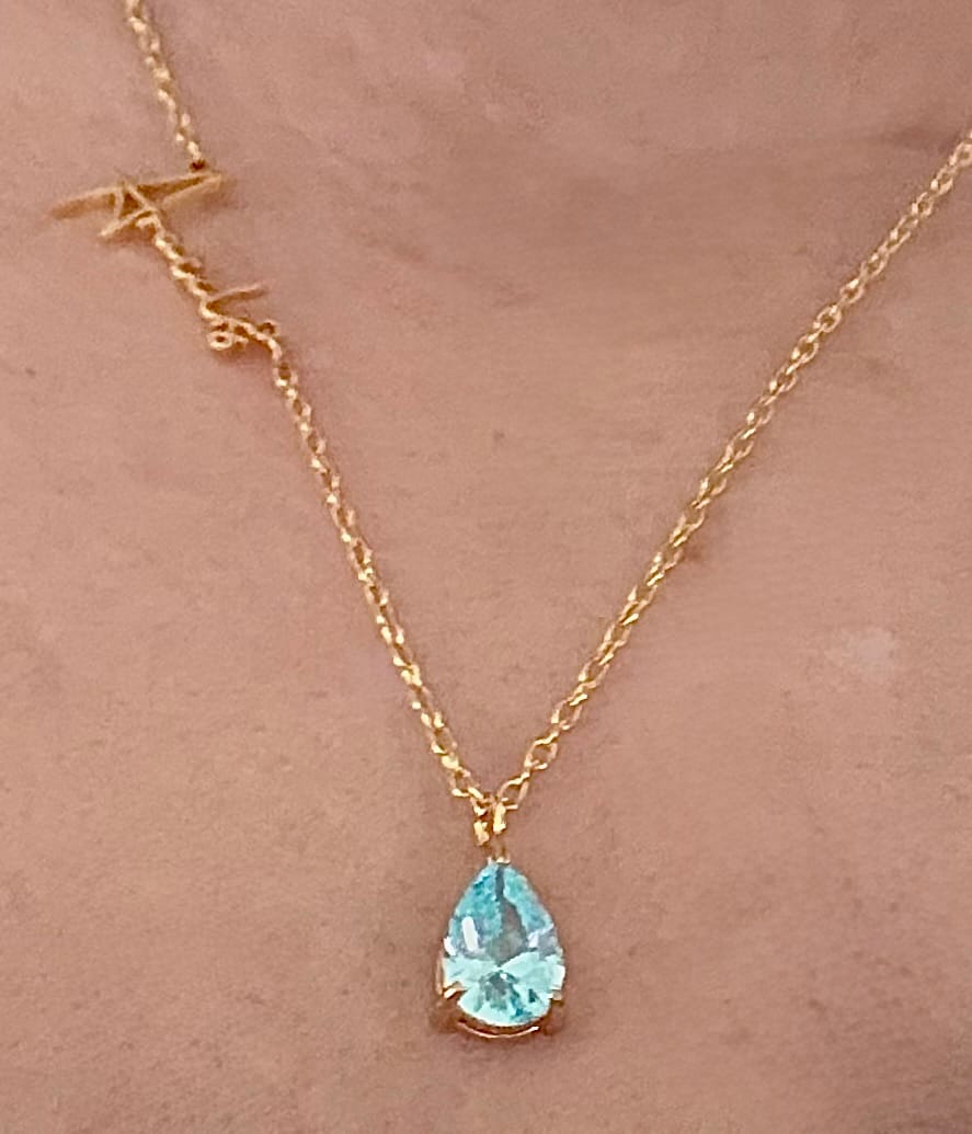 Customer photo review of Signature Name and Birthstone Necklace