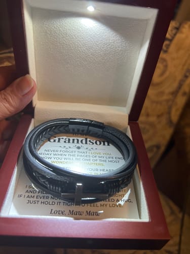 Customer photo review of To My Grandson | Cross Braided Bracelet Gift Set - SS514B