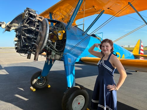 Customer photo review of 1950s Halter Navy Swing Dress