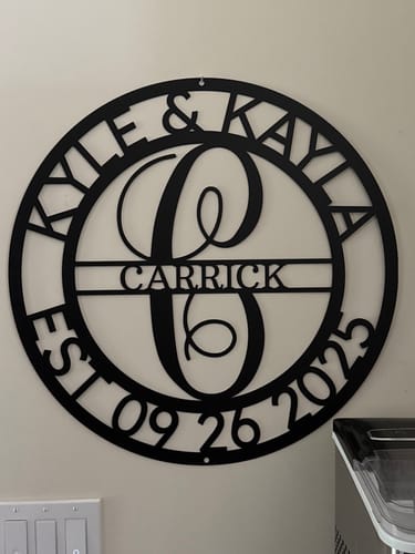 Customer photo review of Elaborate Name - Steel Sign