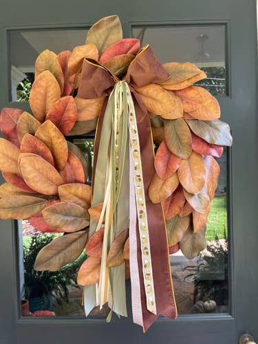 Customer photo review of Golden Harvest Wreath Ribbon PRE-ORDER