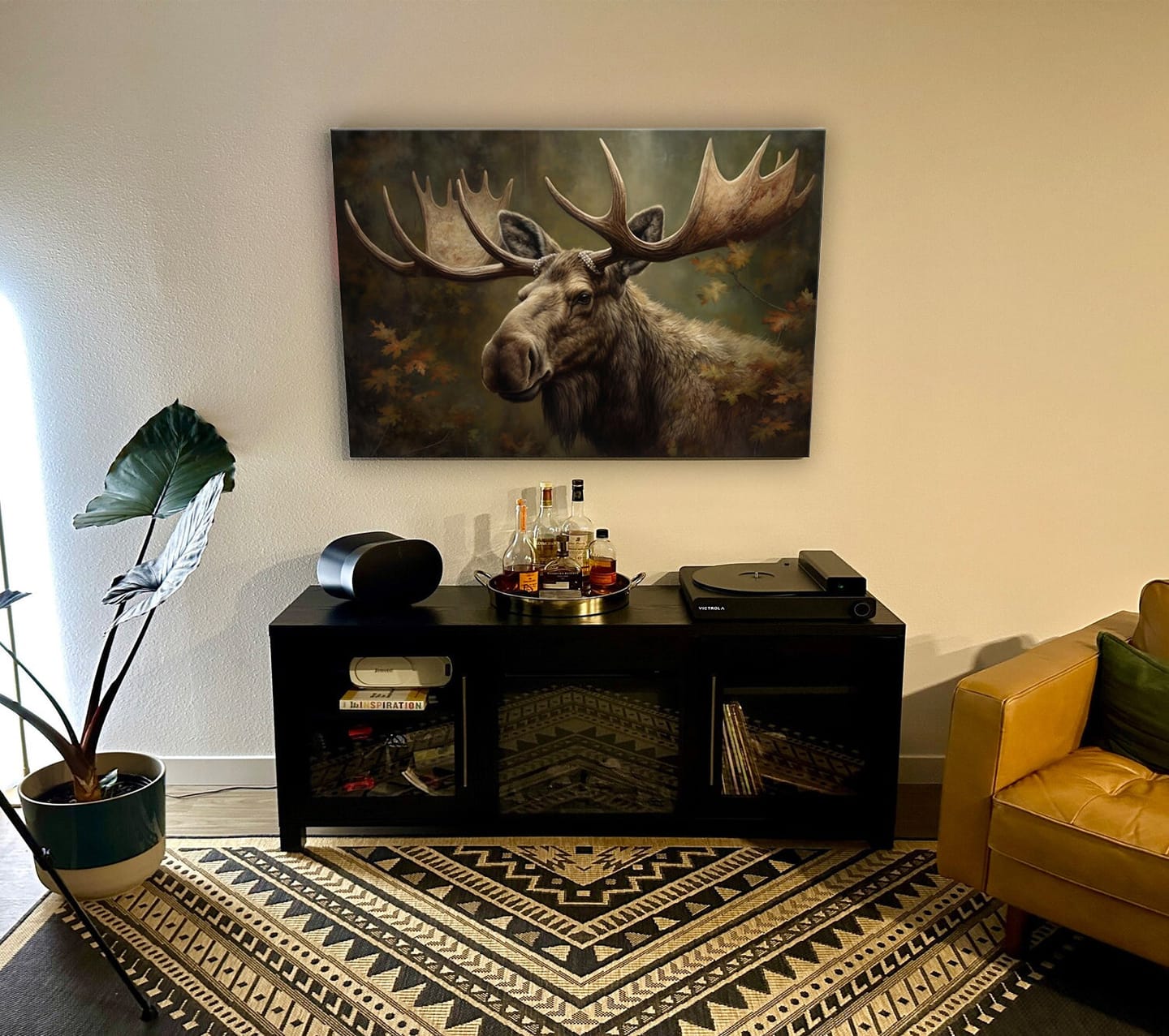 Customer photo review of Moose With Antlers In The Forest Portrait Painting, Canvas Print Wall Art, Wall Decor, Painting Canvas