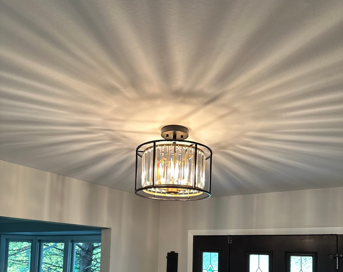 Customer photo review of Modern 3-Light Layered Crystal Drum Semi-Flush Mount