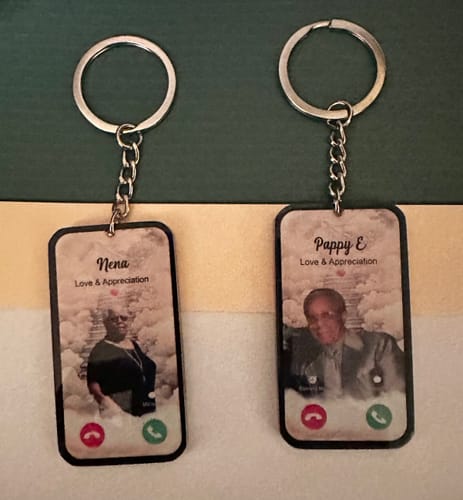 Customer photo review of The Call I Wish I Could Take Memorial Sympathy Gift Remembrance Keepsake Photo Personalized Acrylic Keychain
