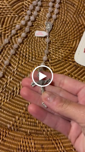 Customer video review of Pope Francis Pink Quartz Rosary -Confirmation -Baptism -Wedding