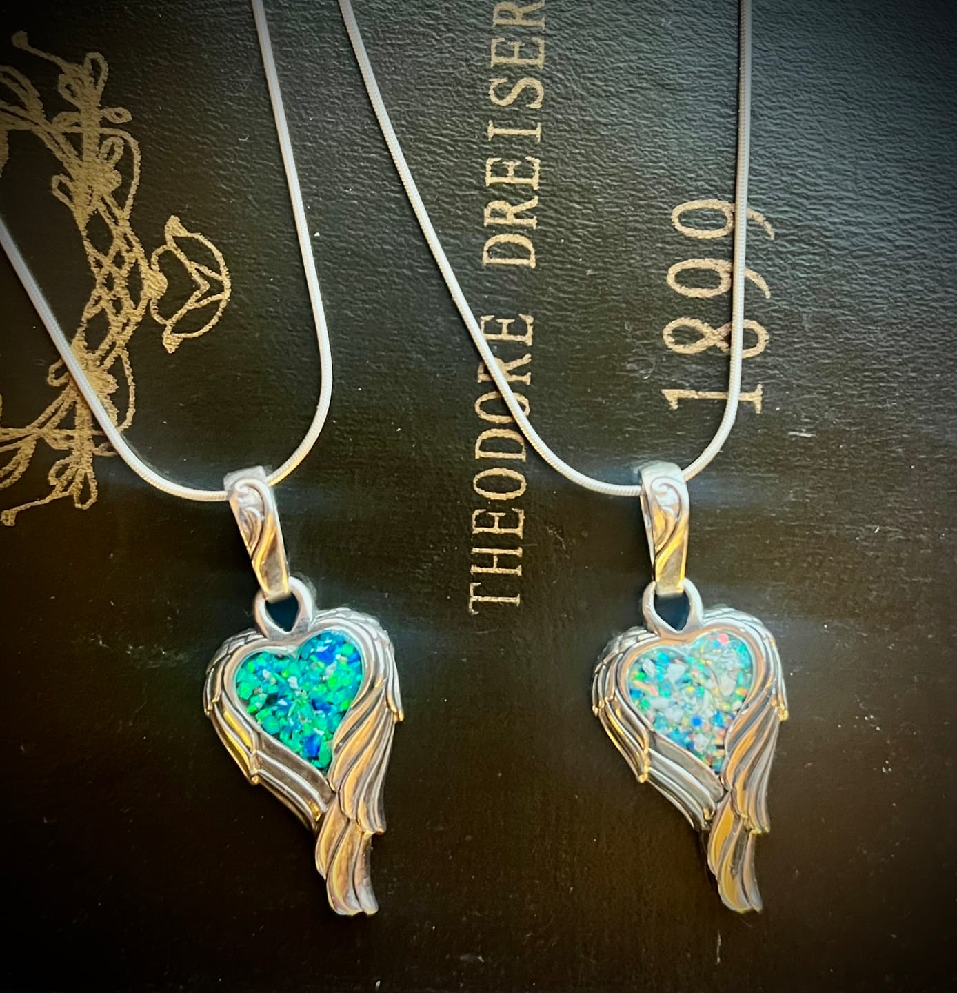 Customer photo review of Angel Wing Heart Pendant  - Engravable