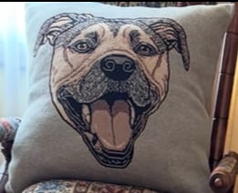 Customer photo review of Dog Face - Custom Knitted Pillow