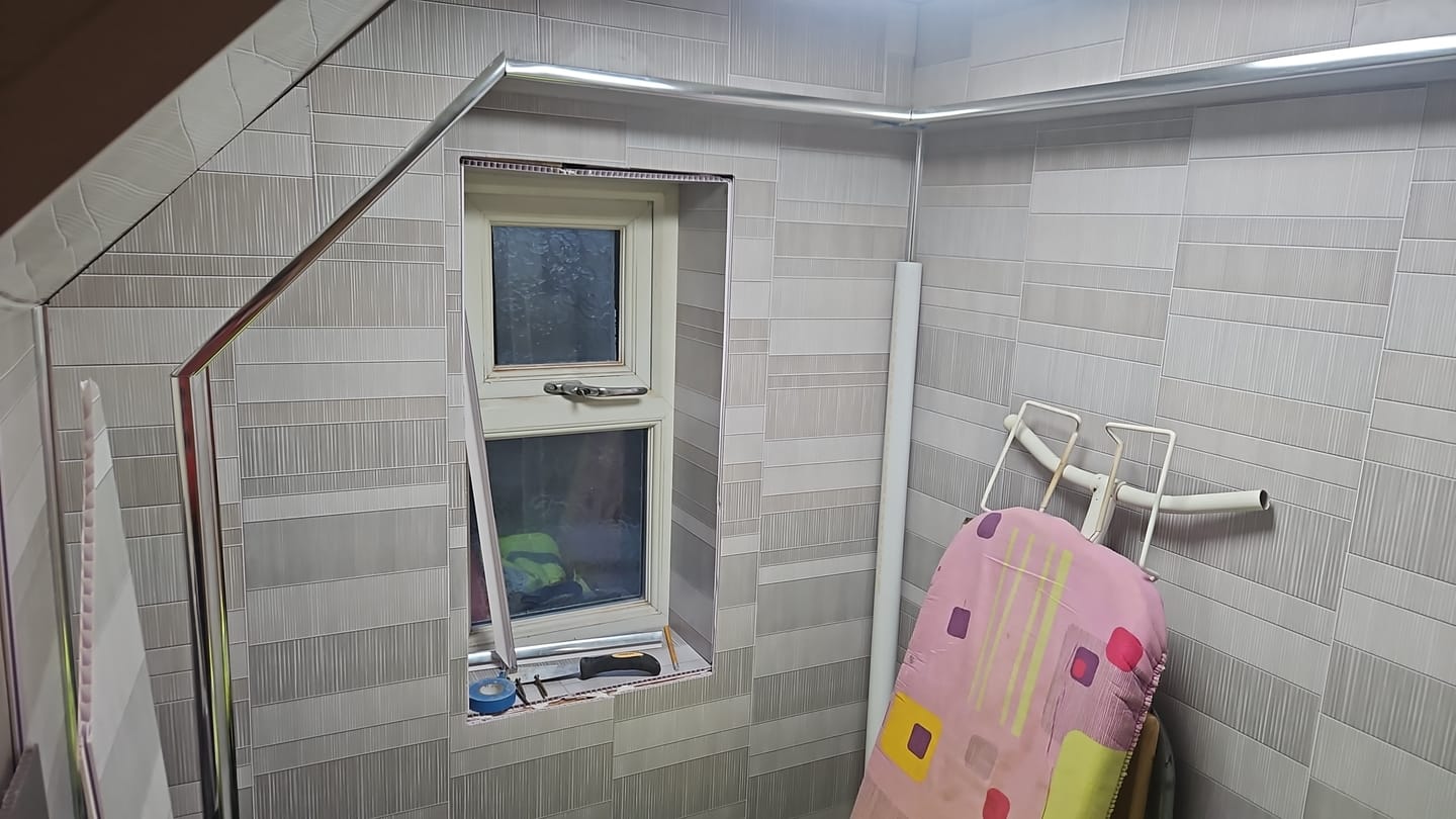 Customer photo review of 8mm Light Grey Mosaic Bathroom Wall Panel 2.6M
