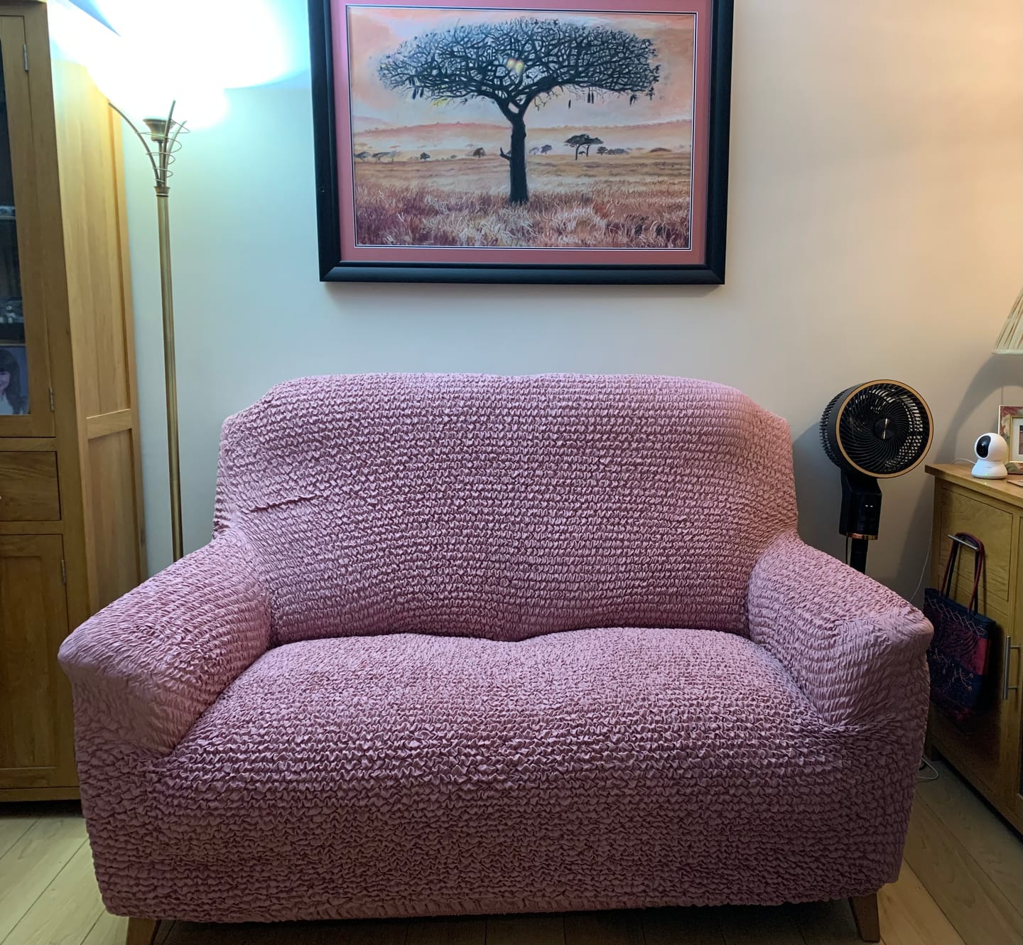 Customer photo review of 2 Seater Sofa Cover - Pink, Microfibra