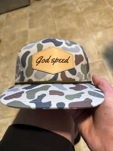 Customer photo review of Custom Leather Patch Goat Rope Hats - Mossy Oak & Old’s Cool Styles - Lost Hat Co.