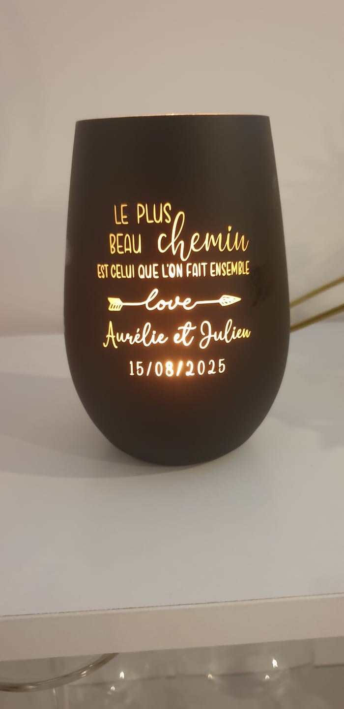 Customer photo review of Chemin commun - Photophore personnalisé pour les couples