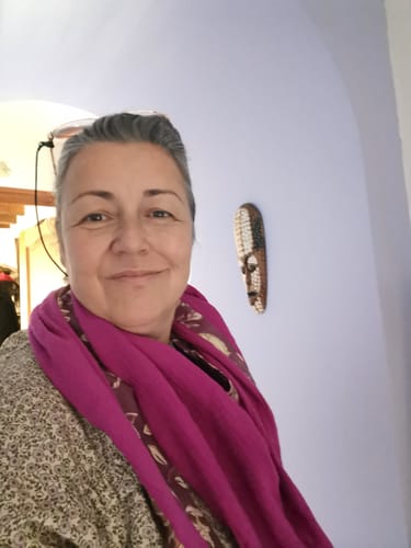 Customer photo review of Le foulard Calista bougainvillier/Prunelle