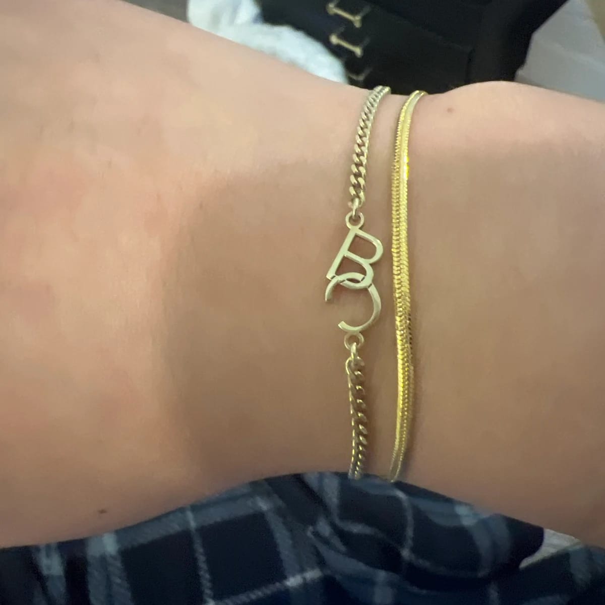 Customer photo review of Custom Two Initial Interlocking Bracelet
