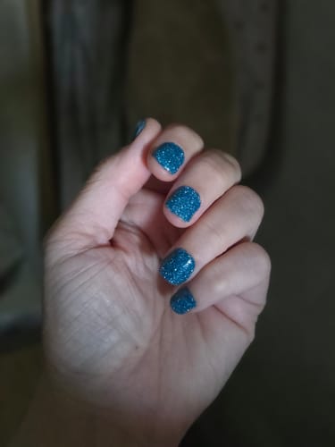 Customer photo review of Haze Blue Dipping Powder