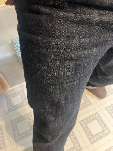 Customer photo review of 19oz Rope Dyed Selvedge Straight-Leg Jeans