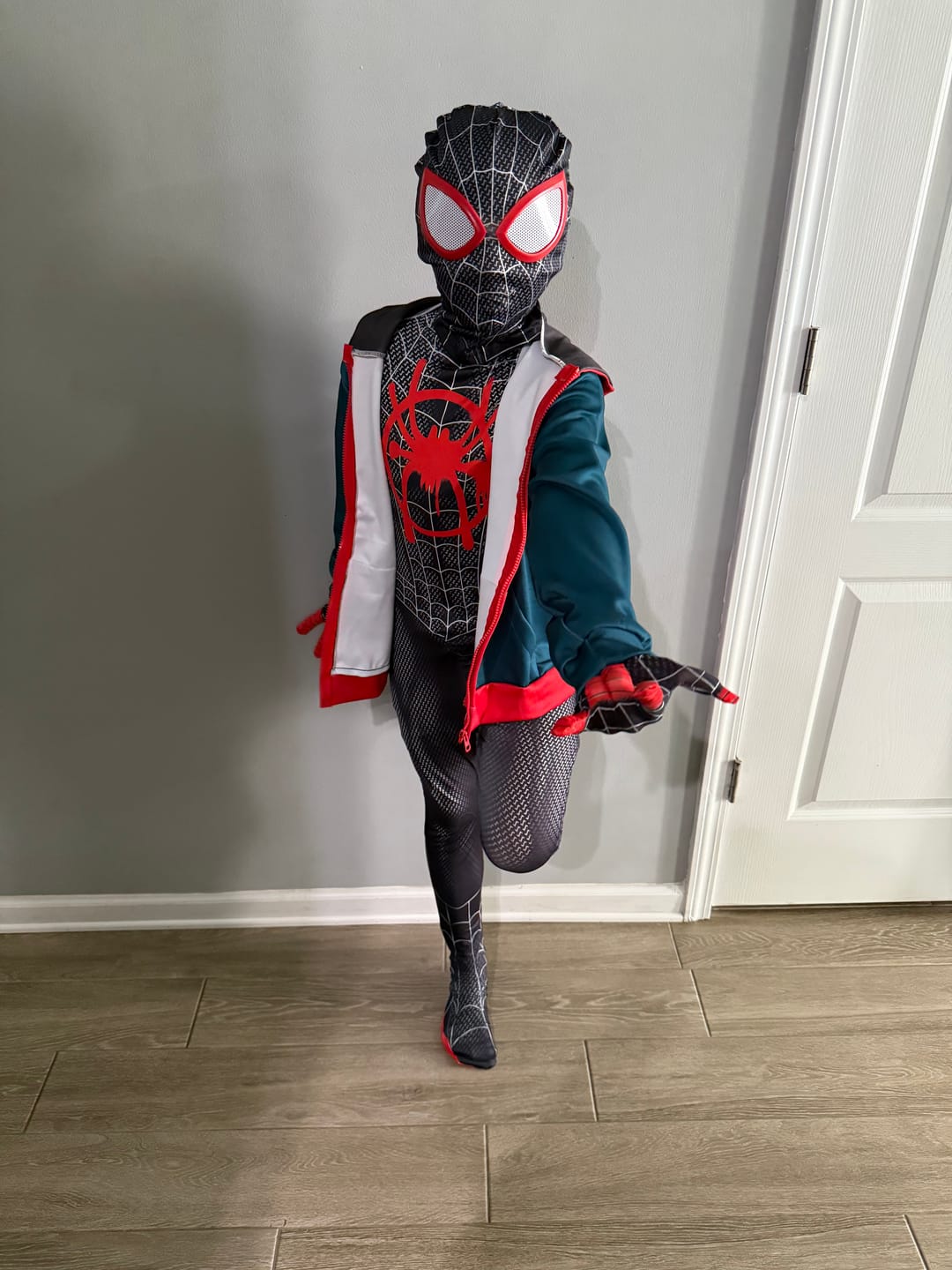 Customer photo review of Miles Morales Costume – Black Spider-Man Costume with Mask and Jacket