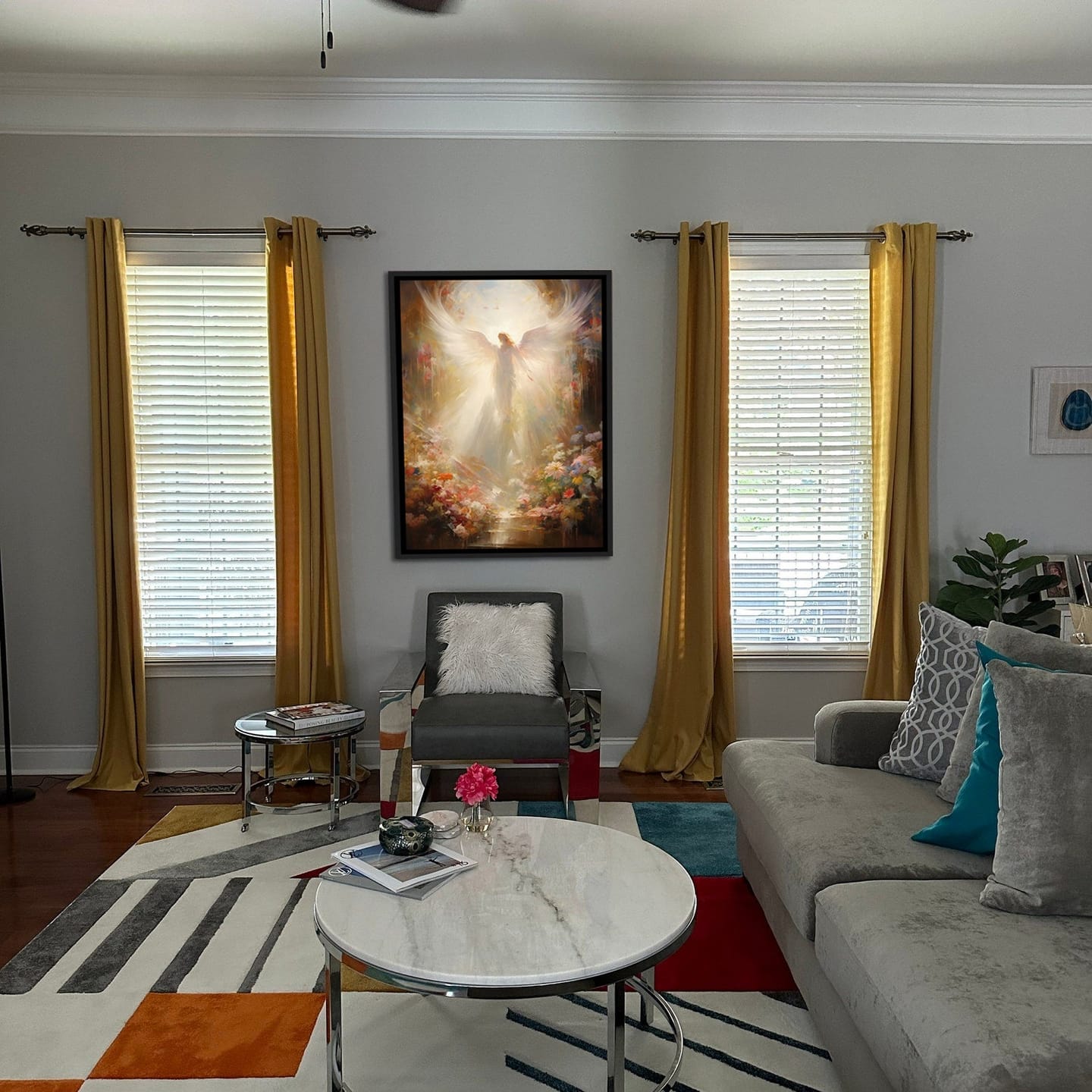 Customer photo review of Angel Painting, Angel in Heaven With Heavenly Light, Framed Canvas Print Wall Art, Floating Frame