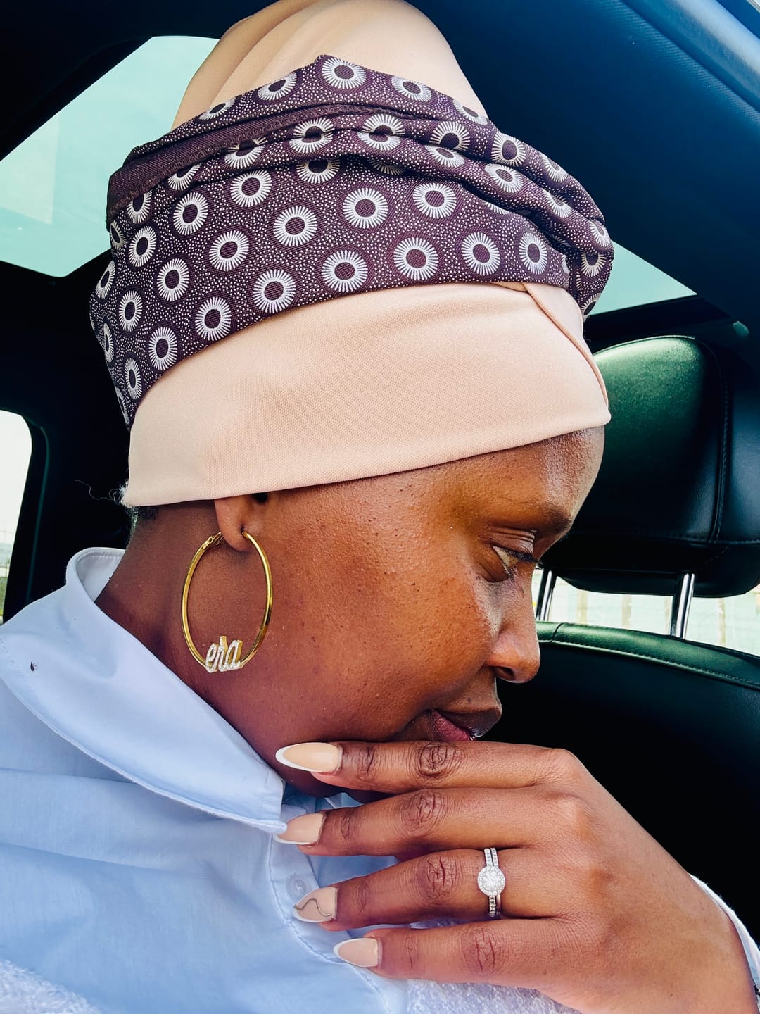 Customer photo review of Gold Precious Era Logo Hoops