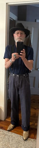 Customer photo review of Indigo Wabash Stripe Work Trousers