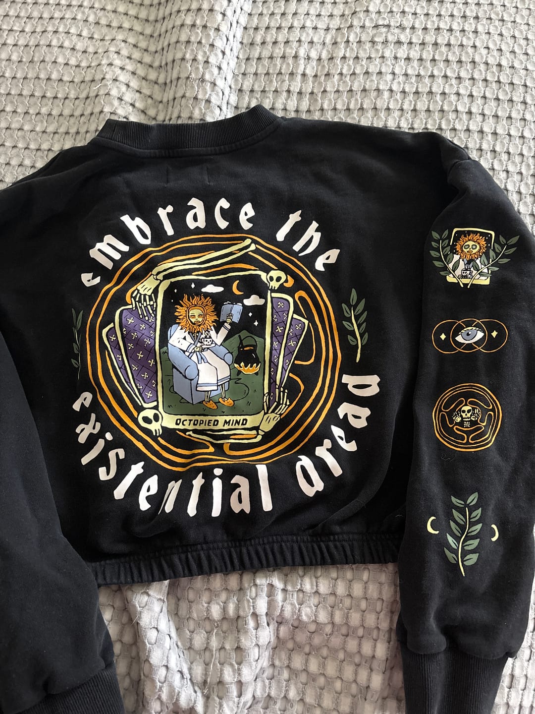 Customer photo review of Embrace the Existential Dread Crewneck