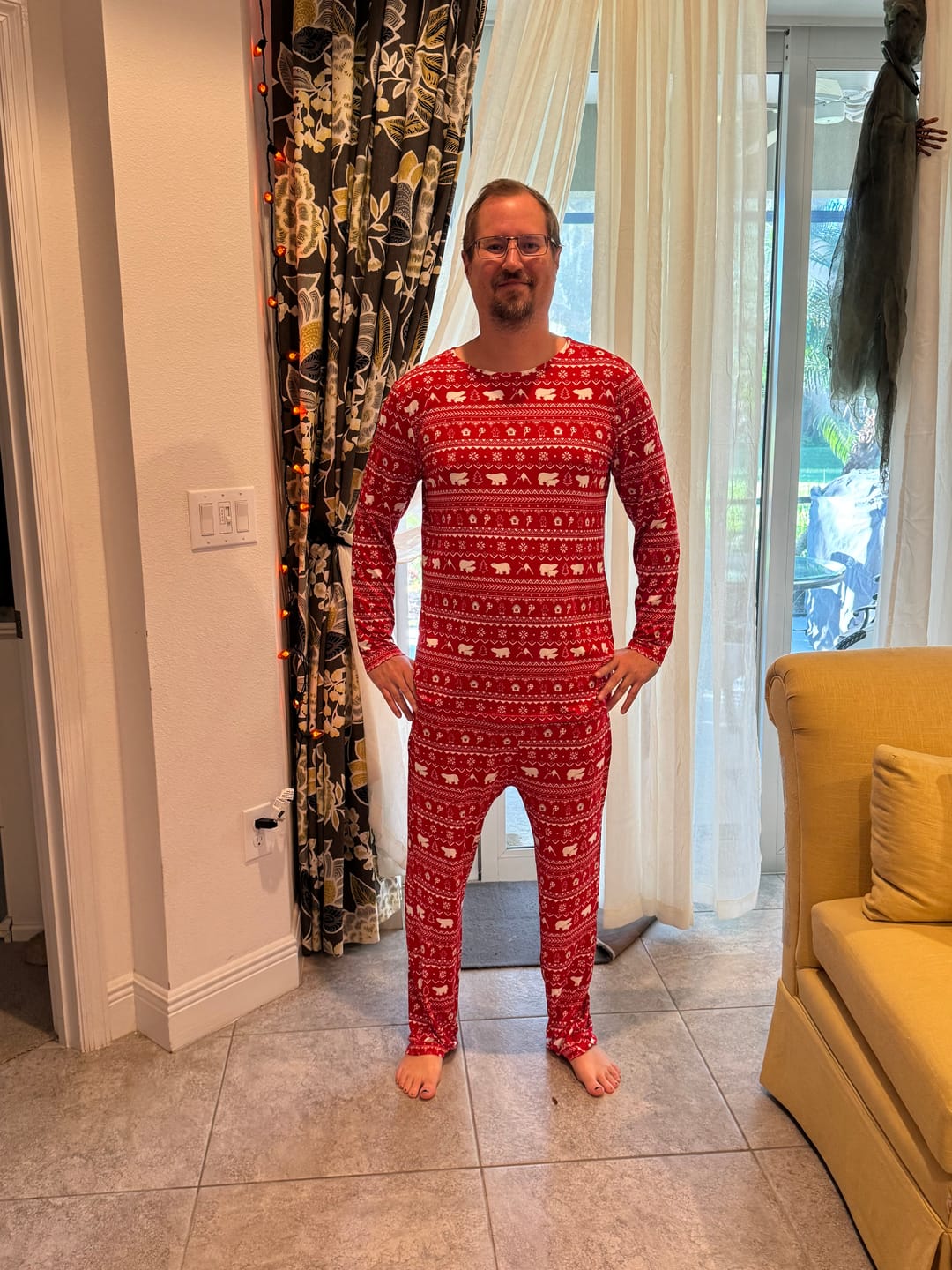 Customer photo review of Polar Isle Red Bamboo Men's Pajama Set