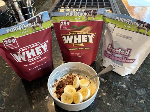 Customer photo review of Whey Protein Isolate Flight   Try all 5 flavors!