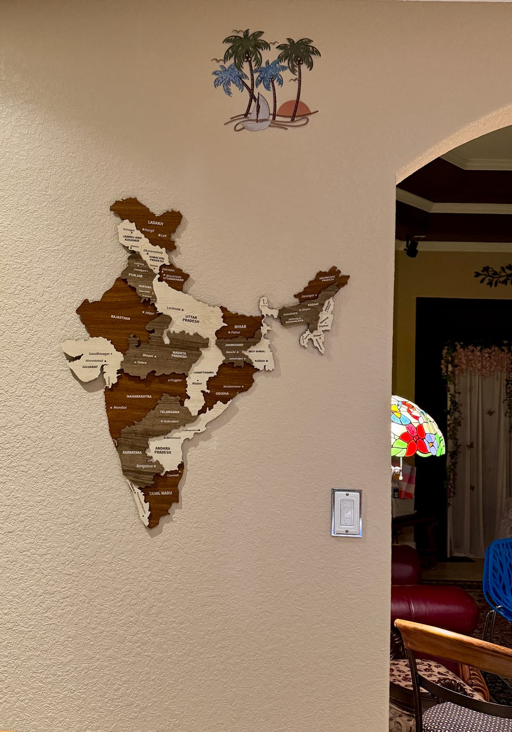 Customer photo review of India Country Map - Wood Wall Art Decor 3D&Multiyered - Indian Gifts