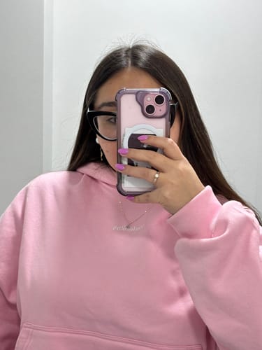 Customer photo review of POLERÓN OVERSIZE CON GORRO - ROSADO