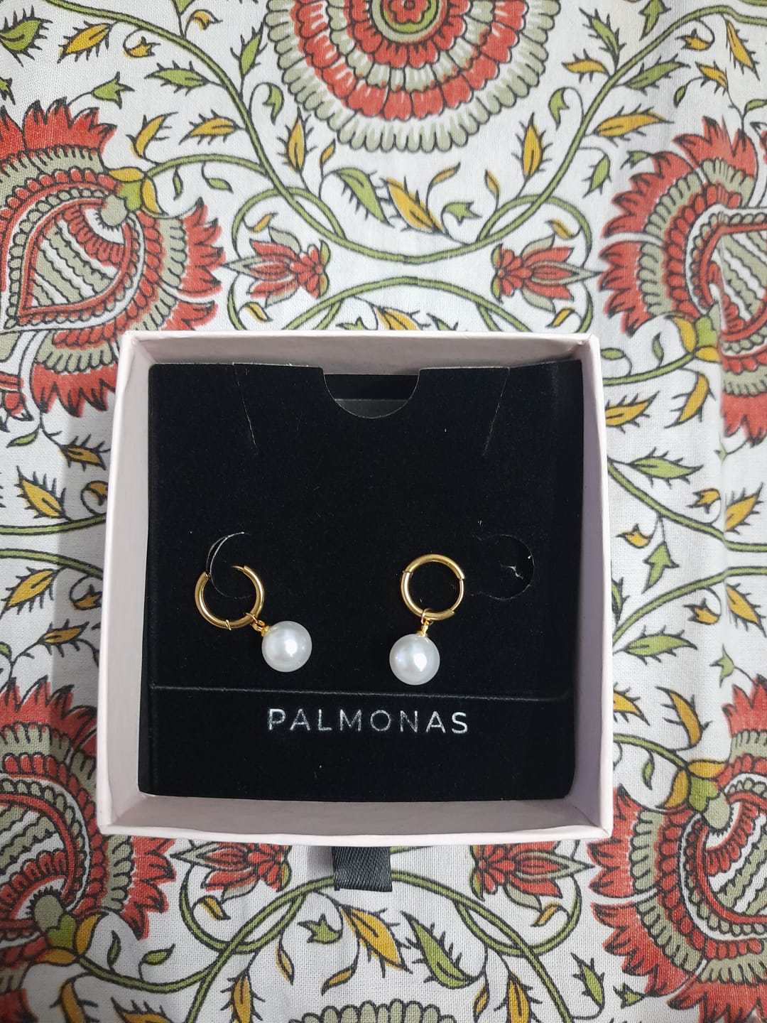 Customer photo review of Pearl Orbit Earrings