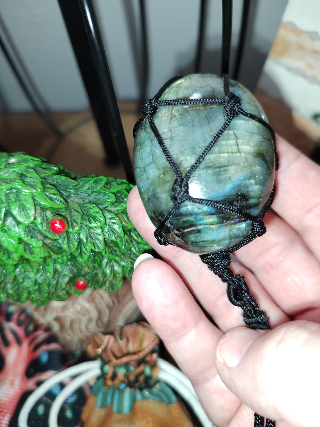 Customer photo review of Dragon's Heart Labradorite Necklace