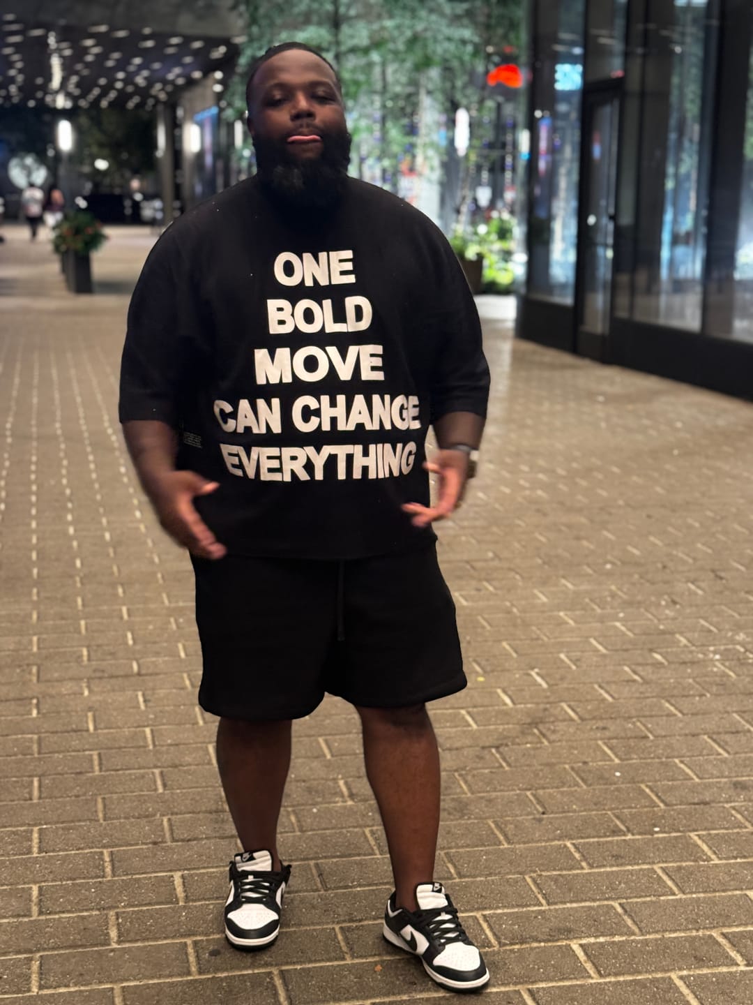 Customer photo review of One Bold Move Oversized Crop Tee (Black)