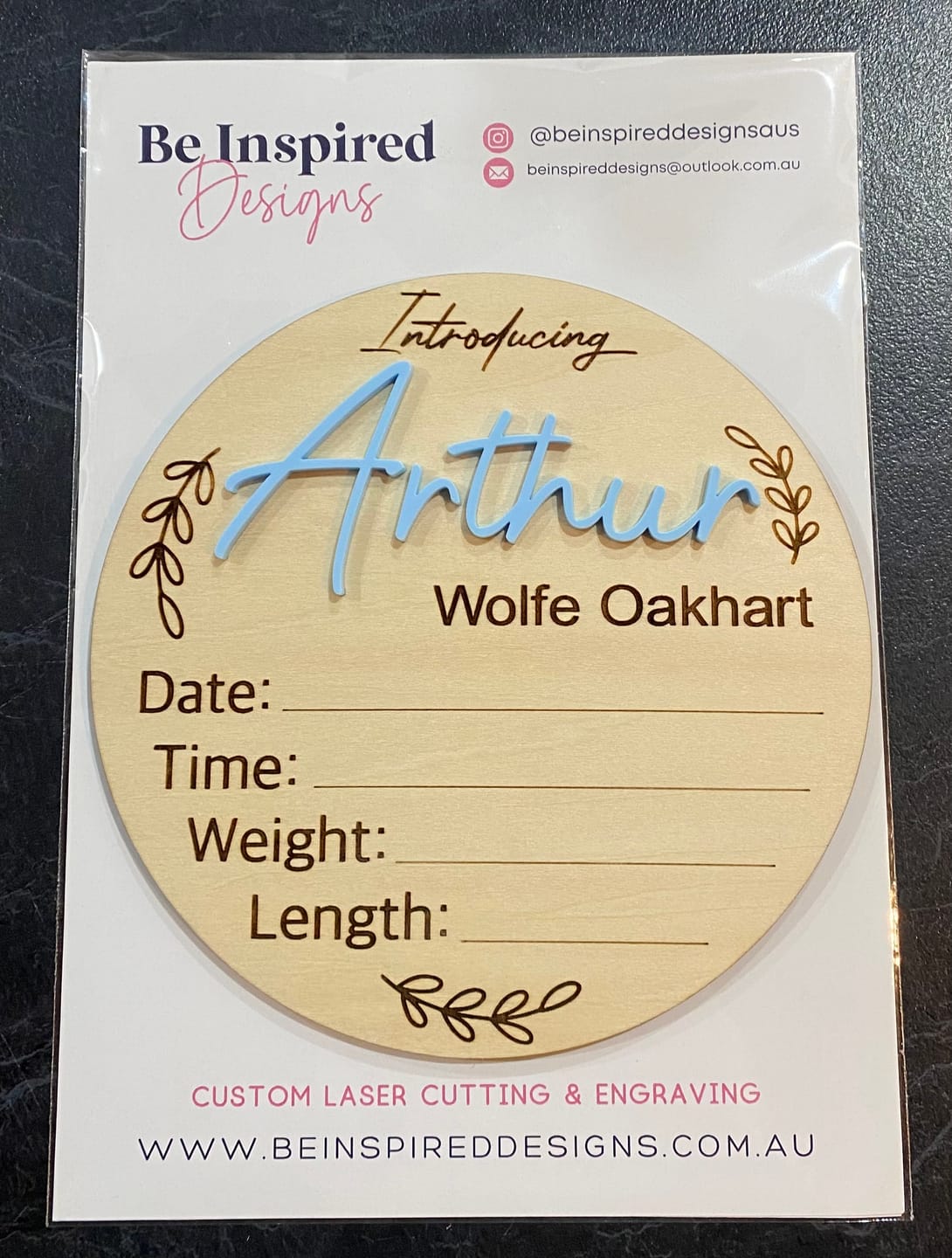 Customer photo review of Personalised Baby Birth Announcement Plaque