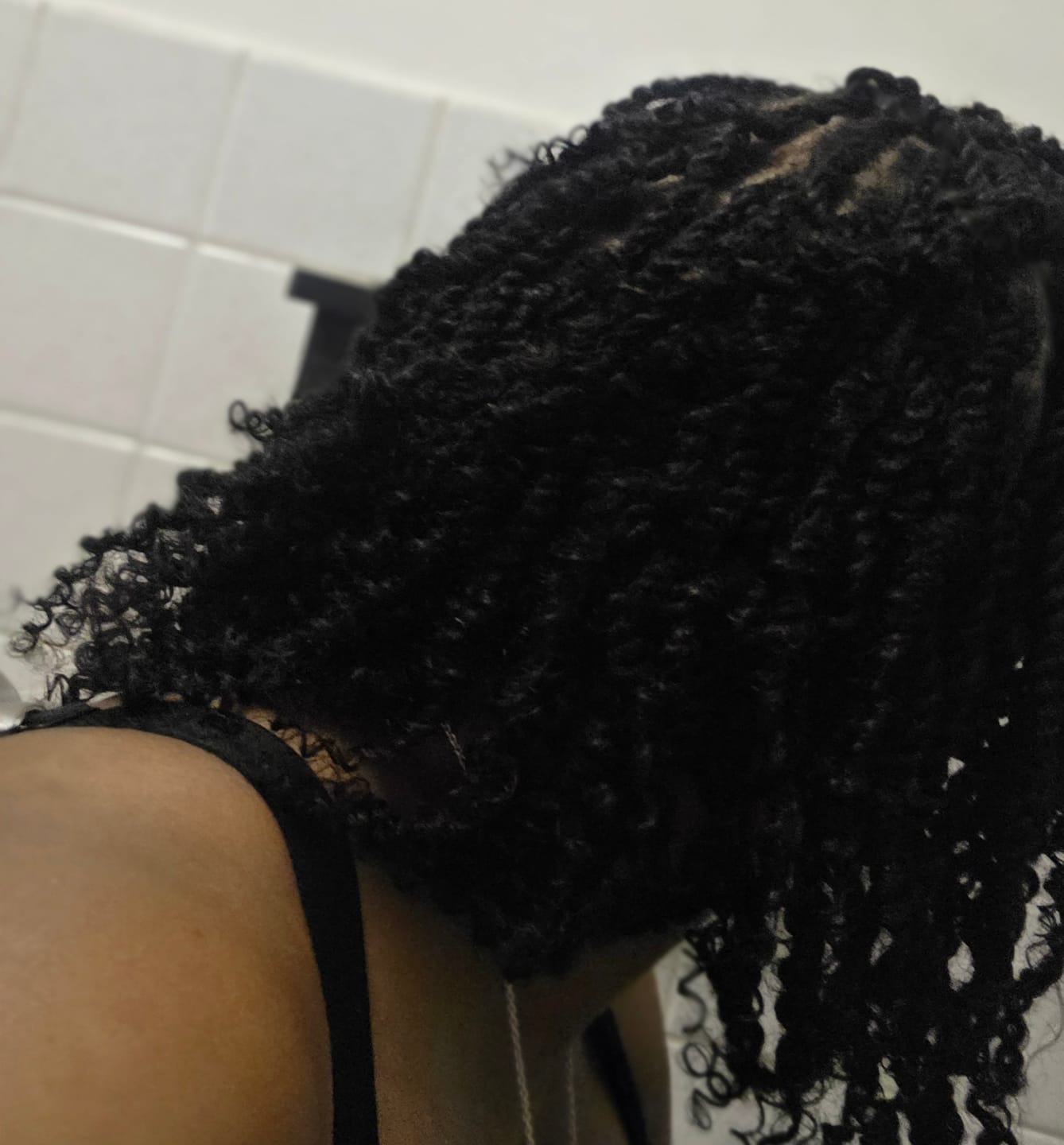Customer photo review of Human Hair Spring Twist Hair Extensions Natural Color