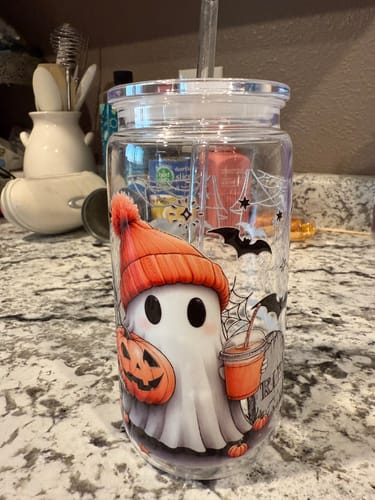 Customer photo review of UV DTF Basic Boo Cup Wrap (9.4" x 4.3")