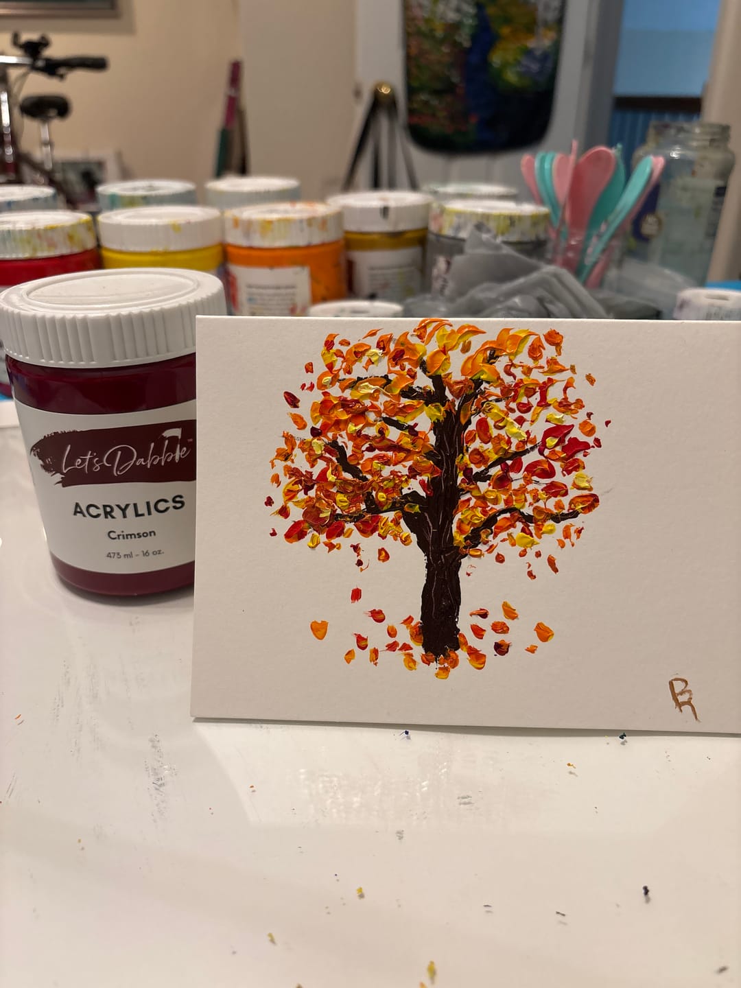 Customer photo review of DabblePaints™️ Crimson — Thick-Body Acrylic Paint