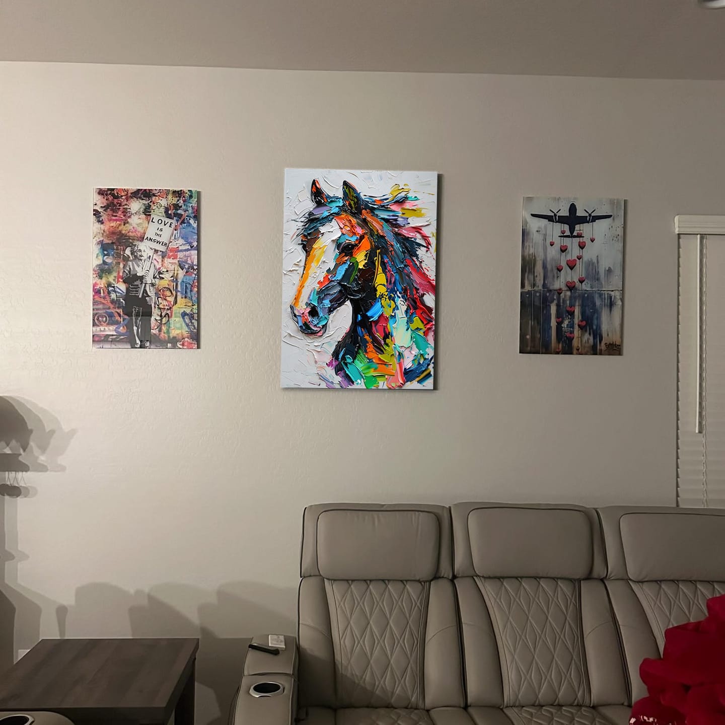 Customer photo review of Black Stallion Horse Knife Painting Mixed Color, Canvas Art Print Decor, Painting Art, Canvas Prints Wall Art