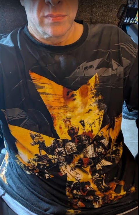 Customer photo review of Warhammer 40K Black Templar All Over Printed T-shirt Tank Top Zip Hoodie Pullover Hoodie Hawaiian Shirt Beach Shorts Joggers