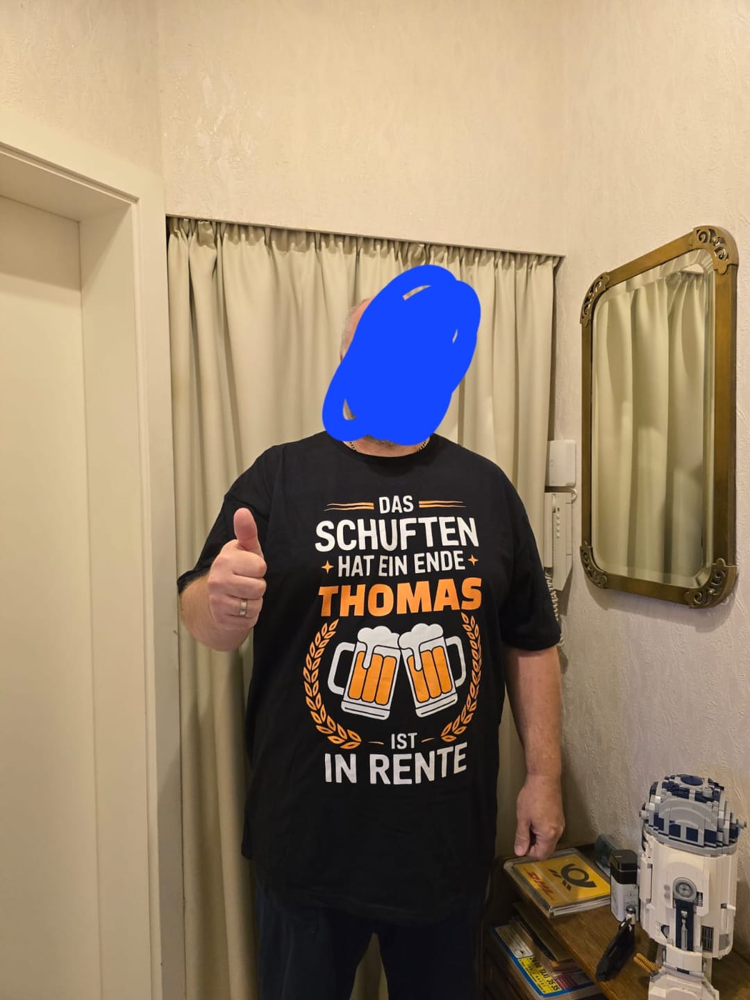 Customer photo review of Schuften Ende endlich Rente - Personalisierbares Shirt