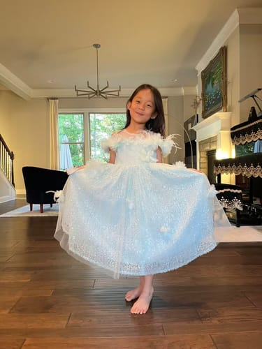 Customer photo review of Feathered Whisper Dress - Blue