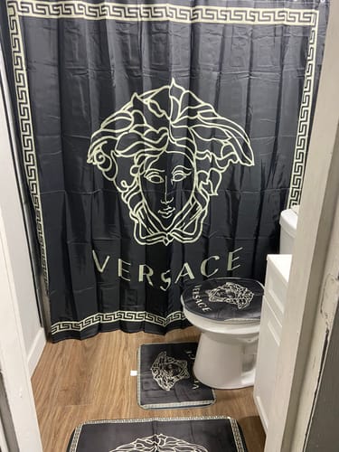 Customer photo review of Versace Logo Black Bathroom Accessories Set
