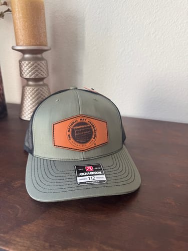 Customer photo review of Richardson 112 Genuine Leather Patch Hats Laser Engraved
