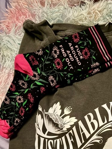 Customer photo review of Fuck Around And Find Out Socks