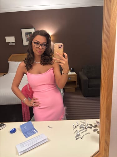 Customer photo review of LIZA Feather Pink Bandage dress (next day delivery Available )