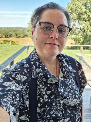Customer photo review of Episodic Moth Black White Night Button Up Shirt
