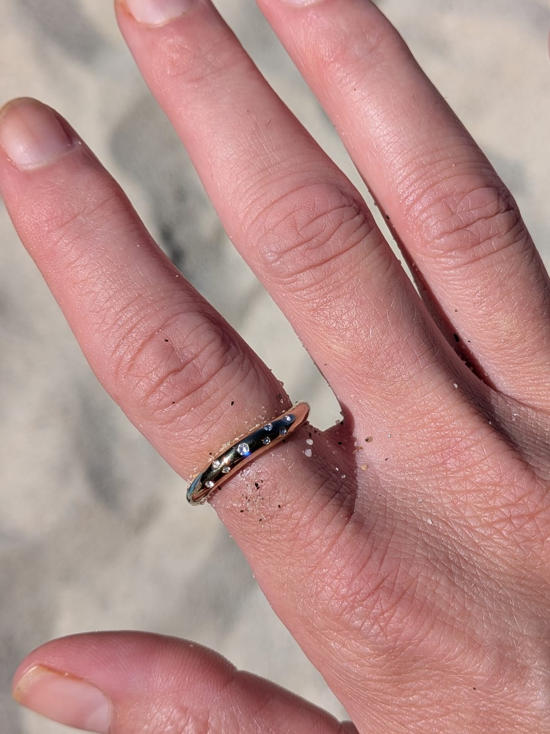 Customer photo review of Wave Ring with Stones