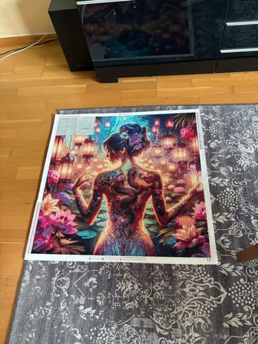 Customer photo review of 5D Diamond Painting – Drachenlicht im Blütenhain